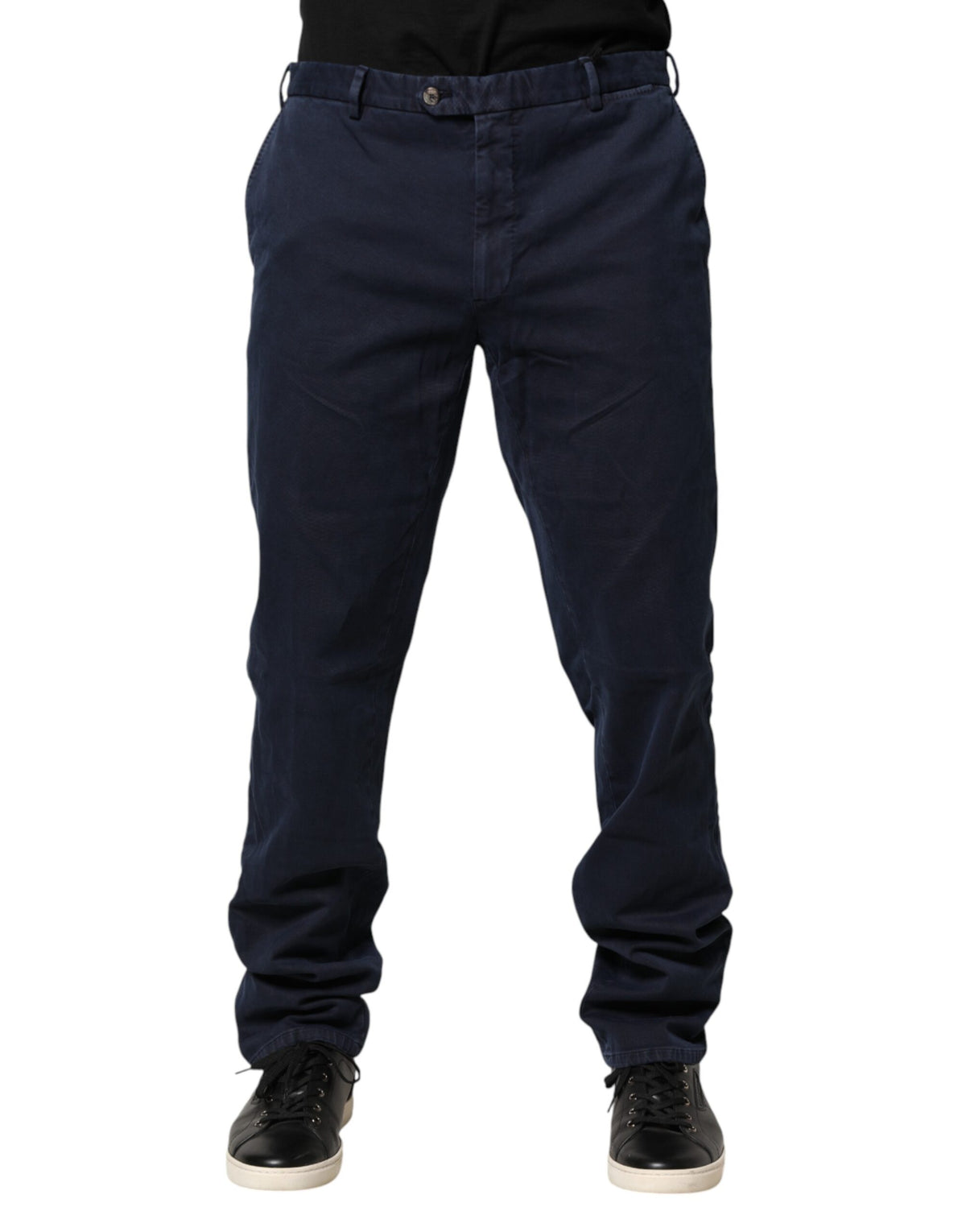 Santaniello Dunkelblaue Chino-Hose in Skinny Fit mit mittlerer Leibhöhe