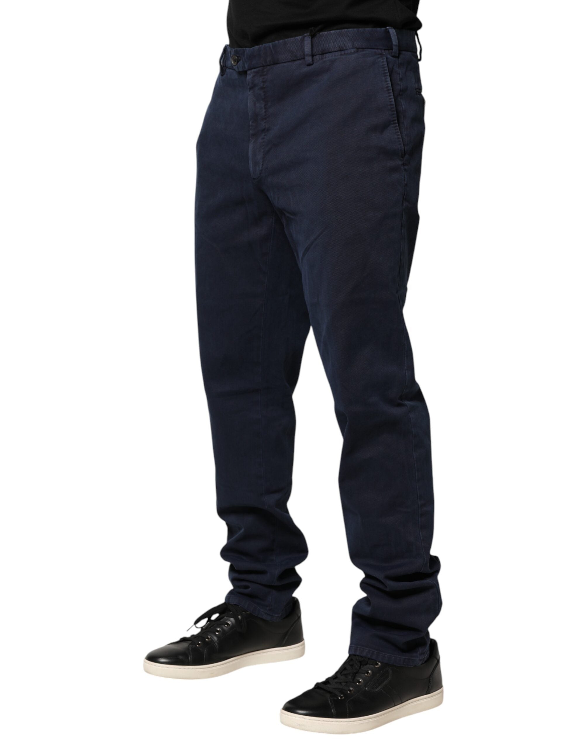 Santaniello Dunkelblaue Chino-Hose in Skinny Fit mit mittlerer Leibhöhe