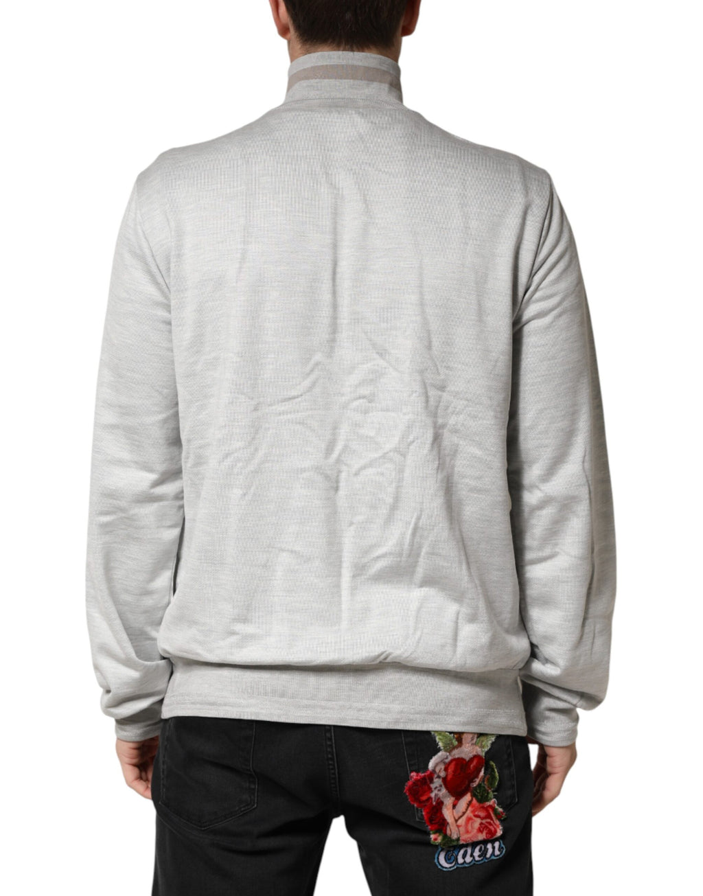 Dolce & Gabbana Hellgrauer Baumwoll-Strickjacke mit Reißverschluss