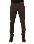 Daniele Alessandrini Men's Brown Mid-Rise Cotton Skinny Jeans