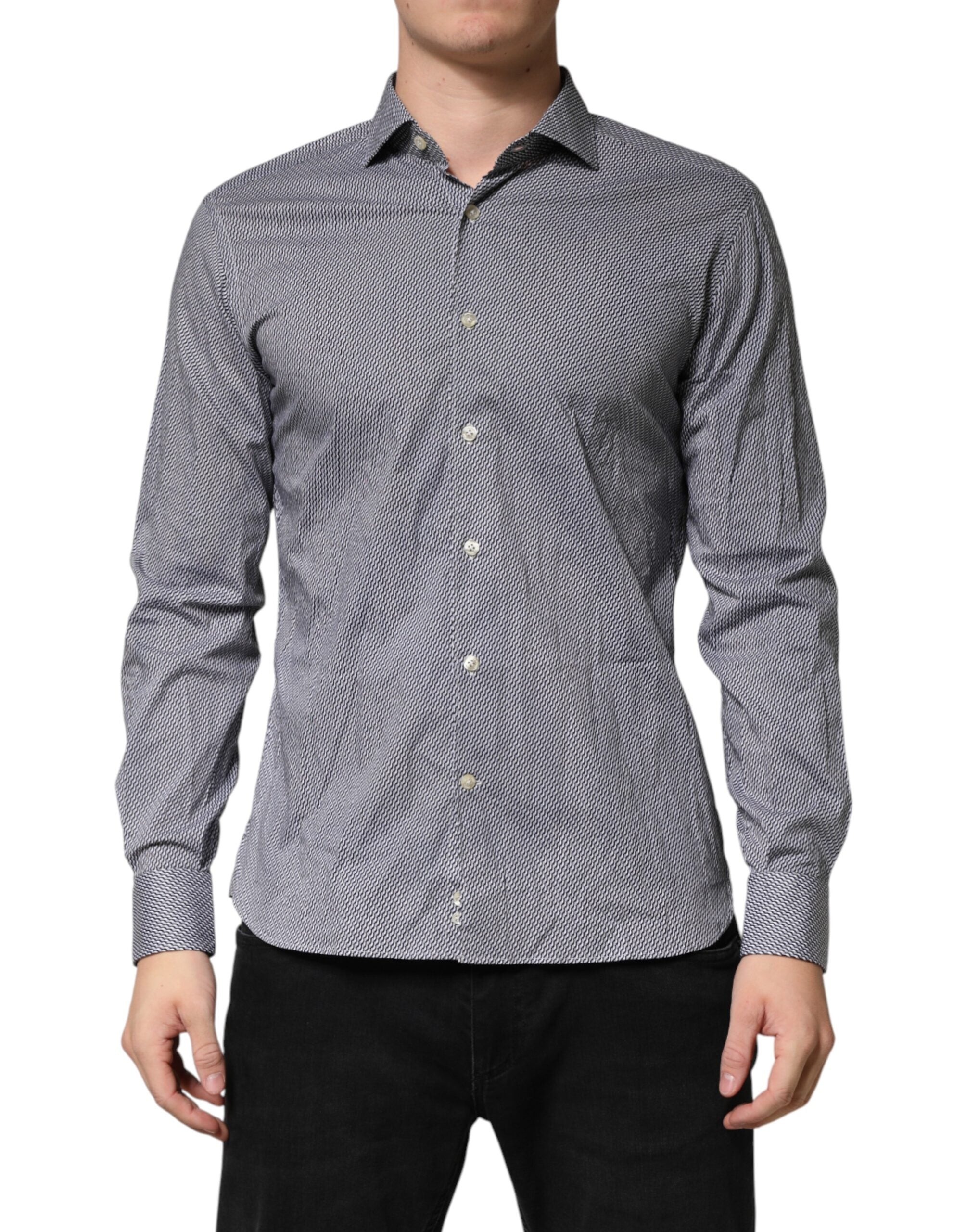 Domenico Tagliente Grey Patterned Long Sleeve Shirt