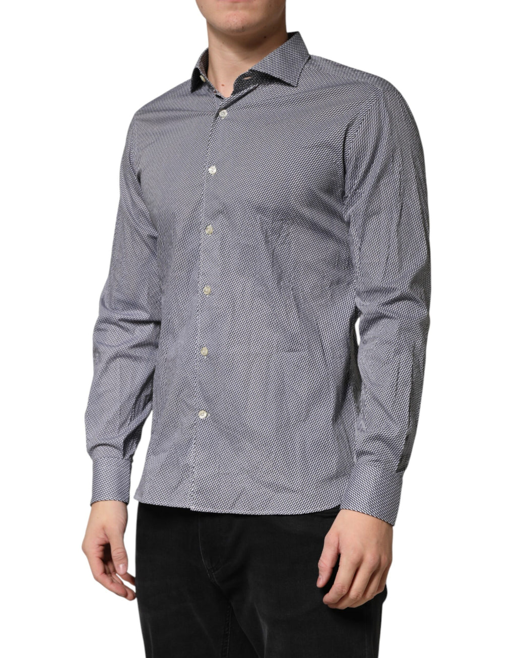 Domenico Tagliente Grey Patterned Long Sleeve Shirt