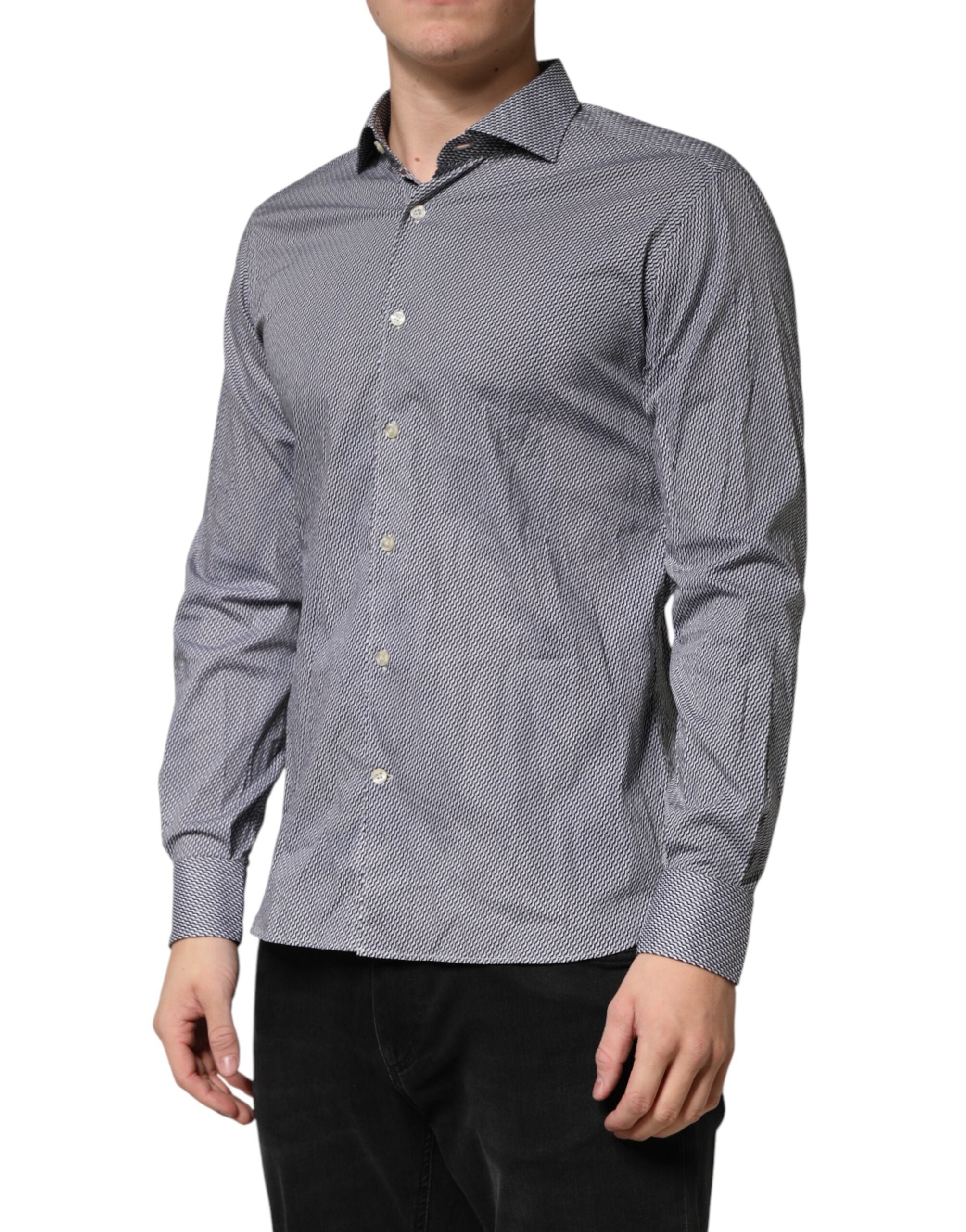 Domenico Tagliente Grey Patterned Long Sleeve Shirt