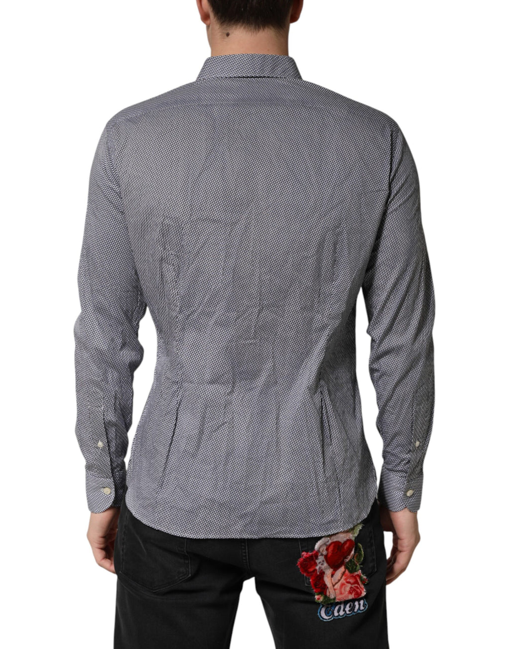 Domenico Tagliente Grey Patterned Long Sleeve Shirt