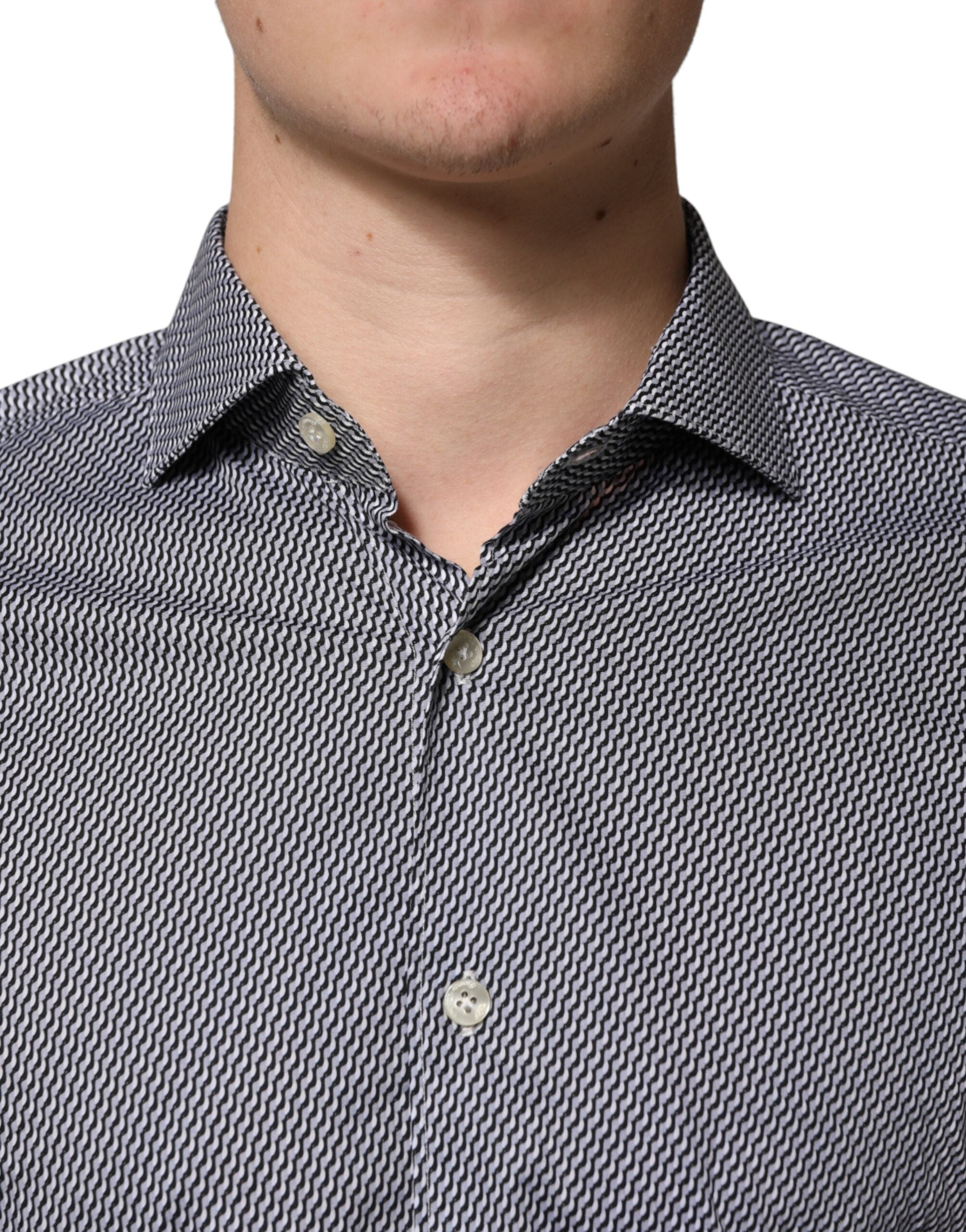 Domenico Tagliente Grey Patterned Long Sleeve Shirt