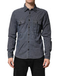 Jack & Jones Herren-Denimhemd mit Knopfleiste, langen Ärmeln, in Blau und Weiß