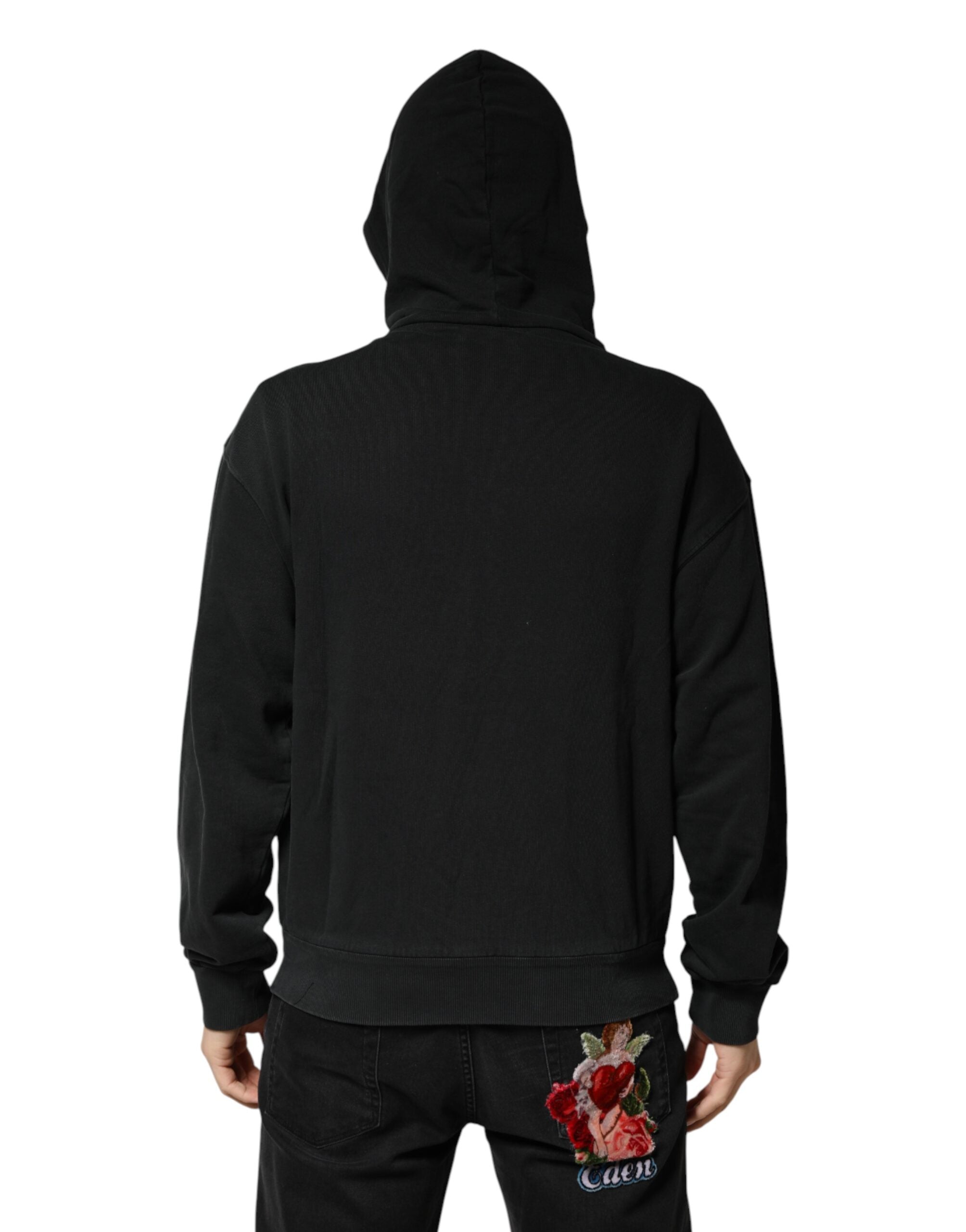 Dolce & Gabbana Schwarzer Kapuzenpullover mit durchgehendem Reißverschluss für Herren