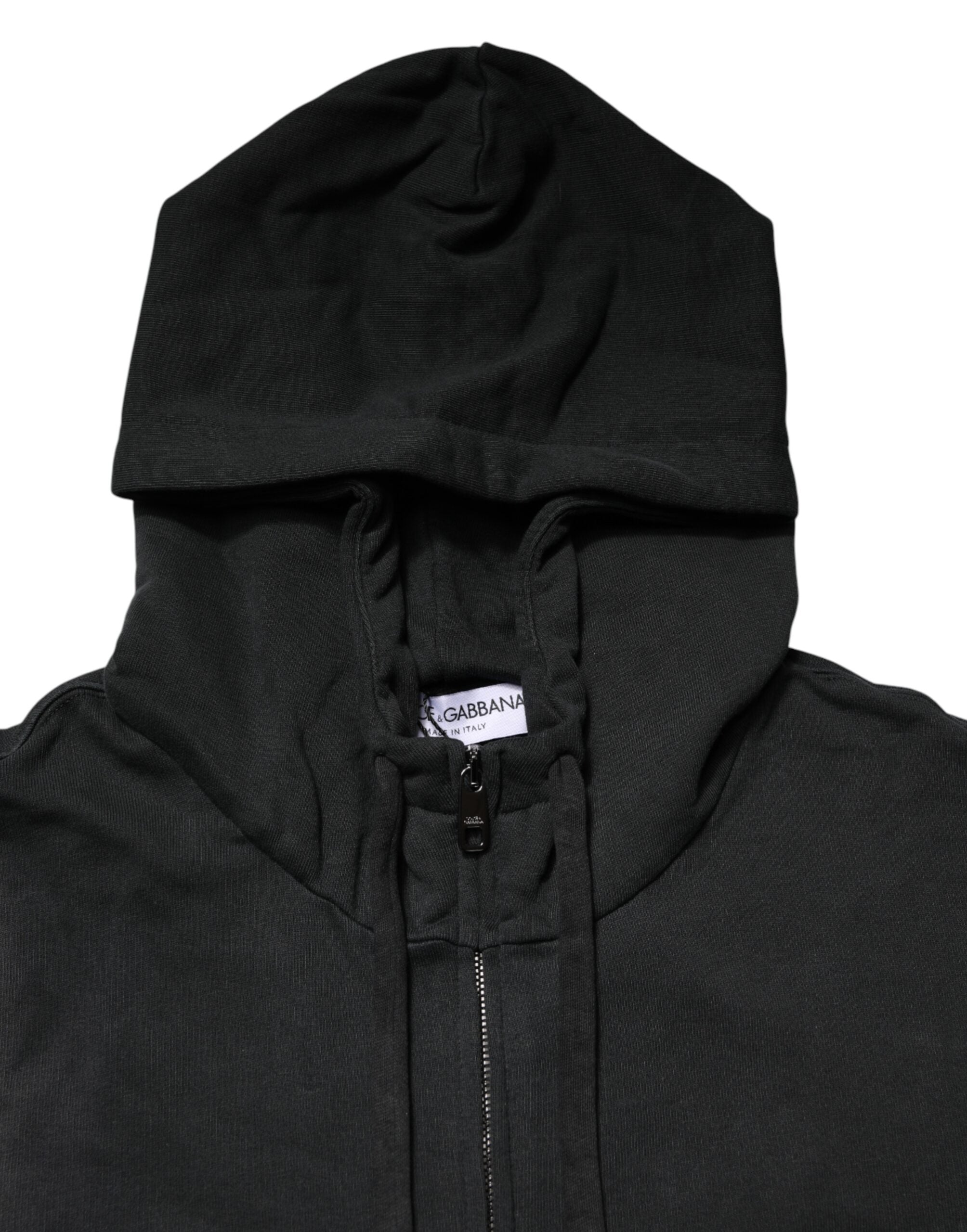 Dolce & Gabbana Schwarzer Kapuzenpullover mit durchgehendem Reißverschluss für Herren