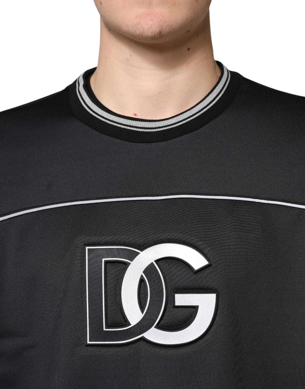 Dolce & Gabbana Schwarzer DG Logo Rundhals-Sweatshirt Pullover
