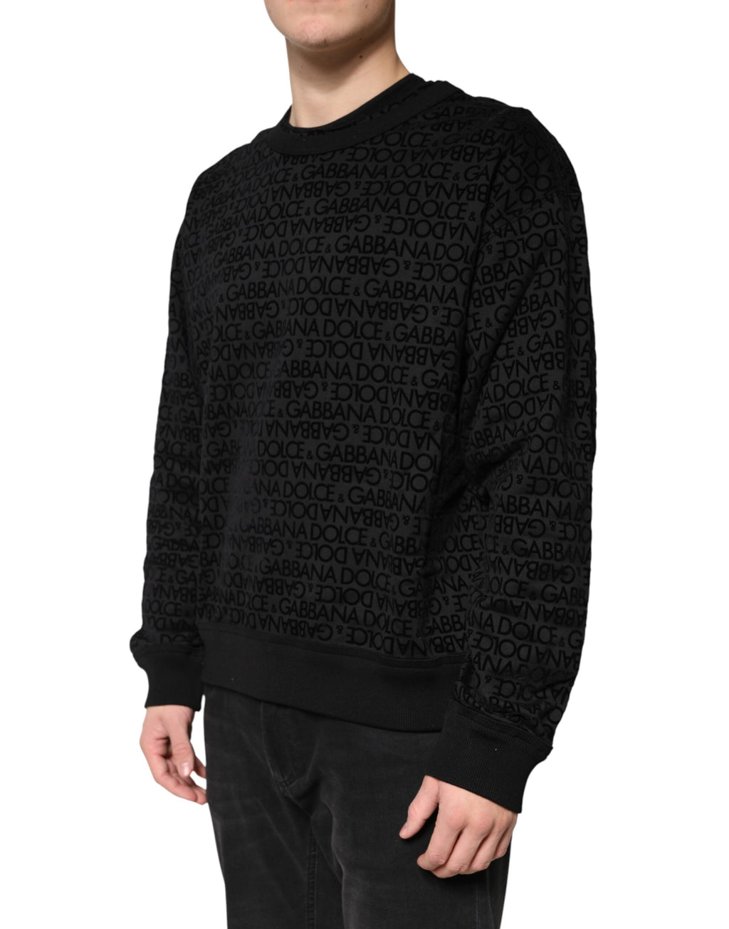 Dolce & Gabbana Schwarzer Rundhals-Sweatshirtpullover mit Monogramm