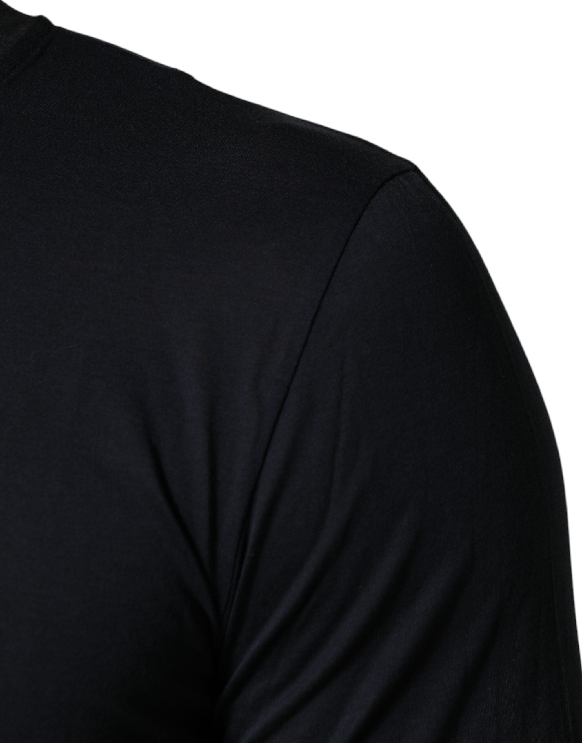 Dolce & Gabbana Dark Blue Cotton Henley Long-Sleeve Shirt