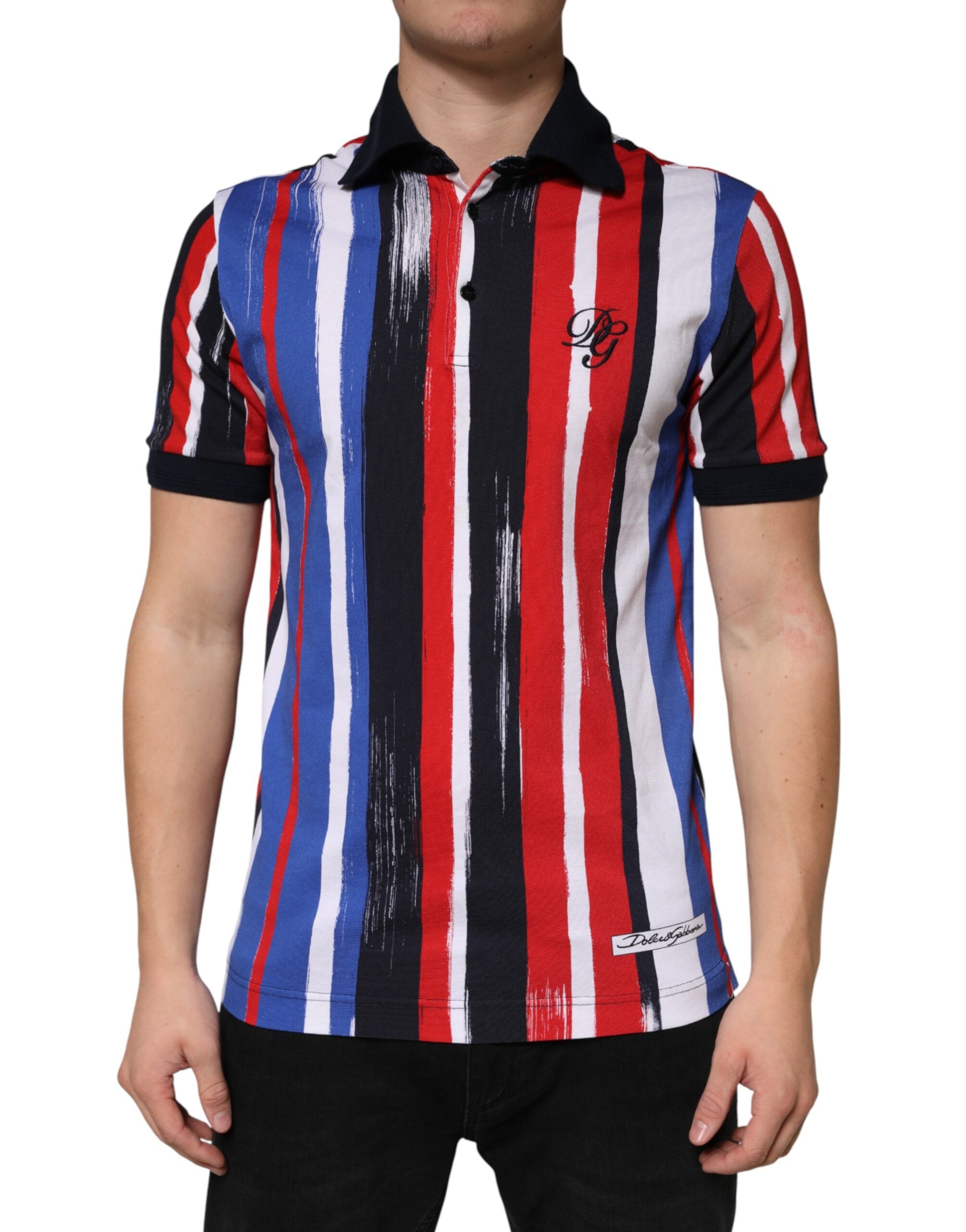 Dolce & Gabbana Men's Multicolor Striped Cotton Polo Shirt