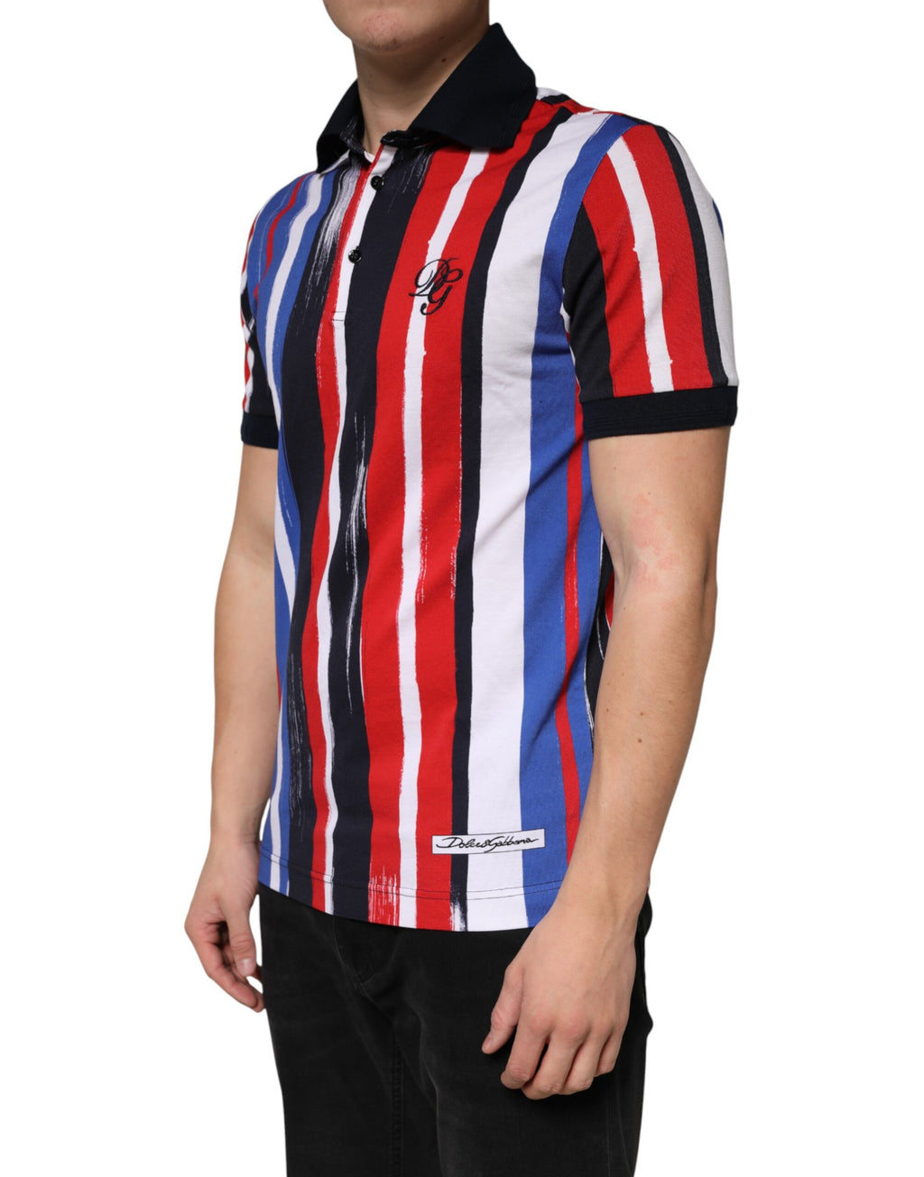 Dolce & Gabbana Men's Multicolor Striped Cotton Polo Shirt