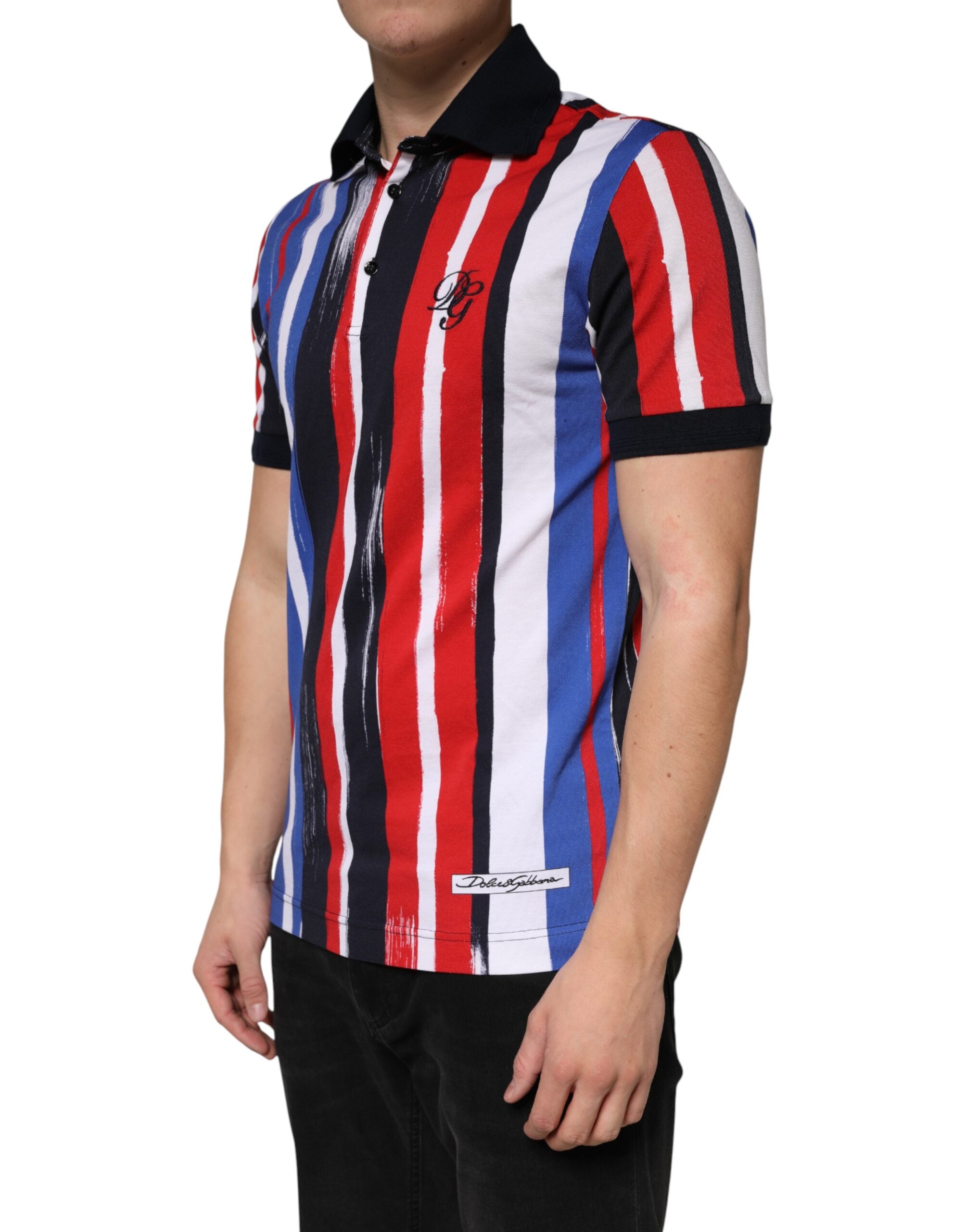 Dolce & Gabbana Men's Multicolor Striped Cotton Polo Shirt