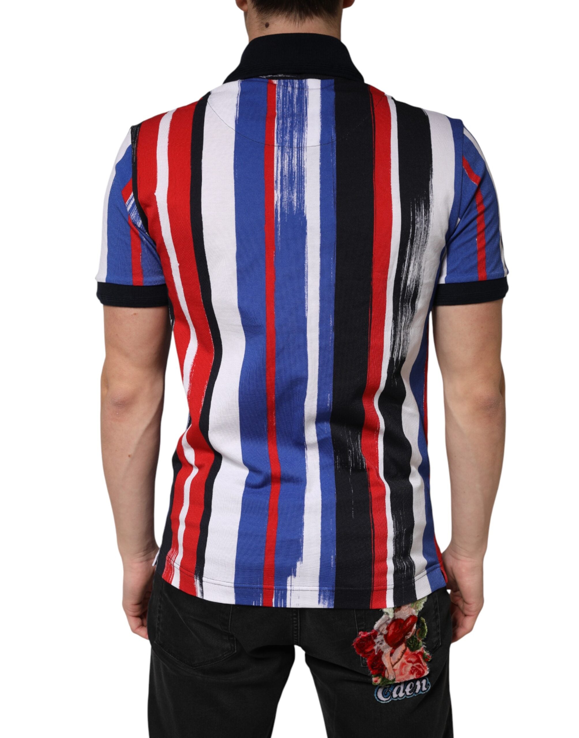 Dolce & Gabbana Men's Multicolor Striped Cotton Polo Shirt