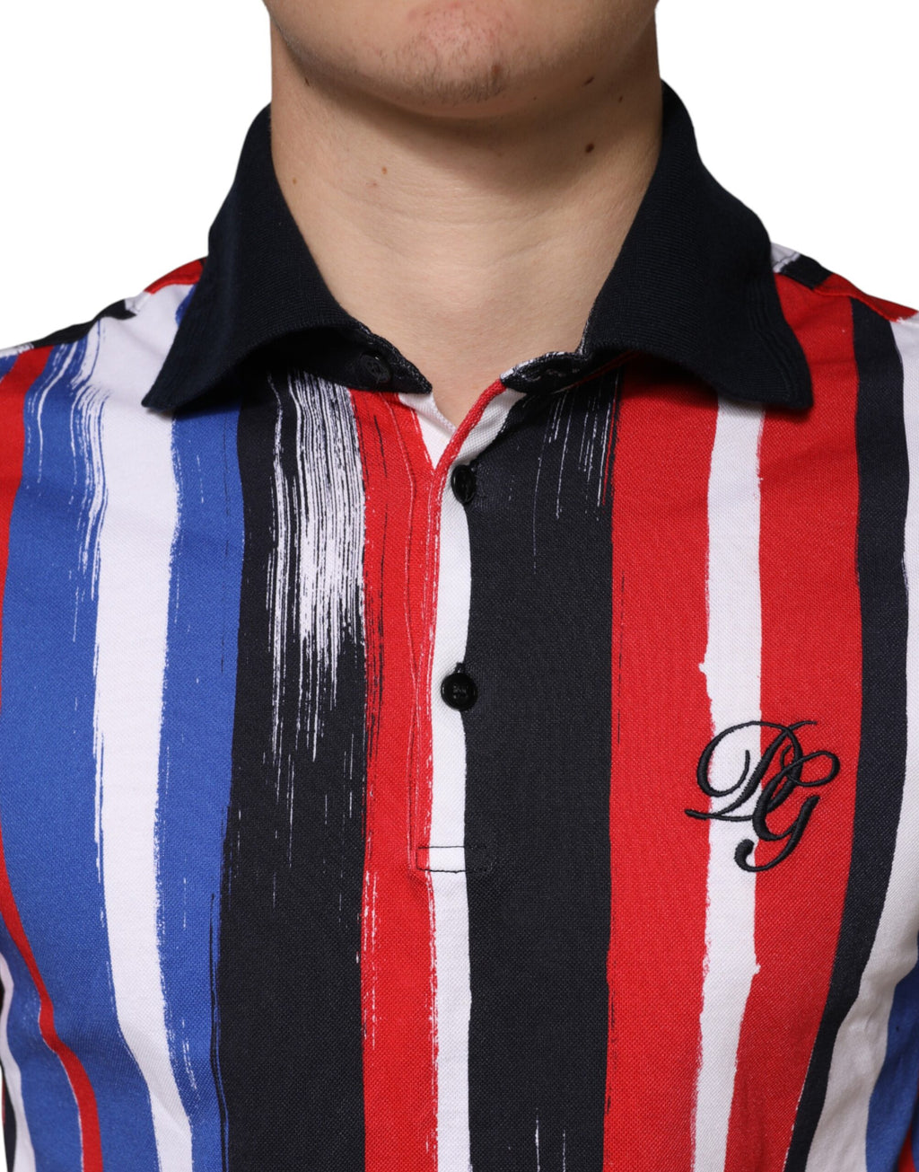 Dolce & Gabbana Men's Multicolor Striped Cotton Polo Shirt