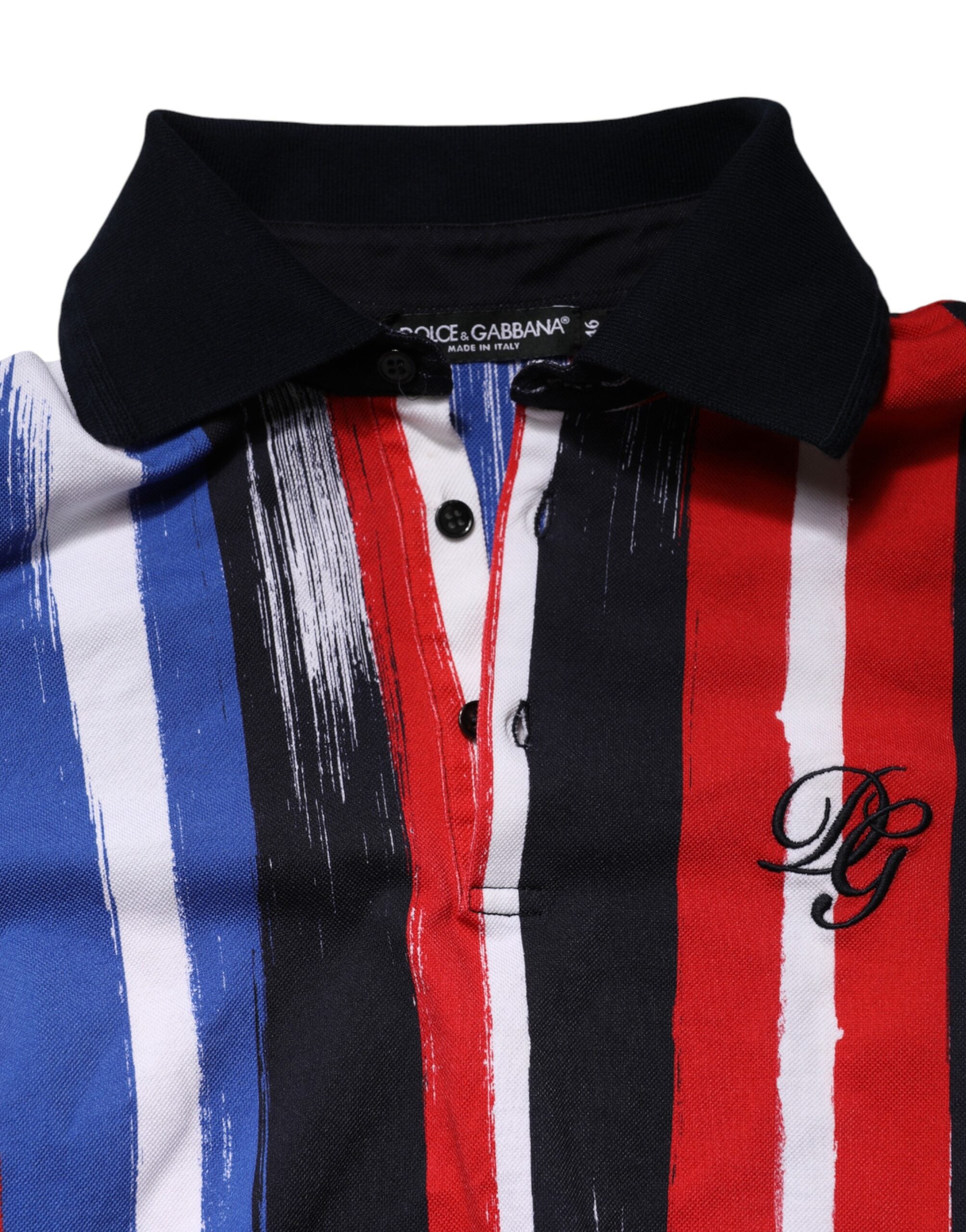 Dolce & Gabbana Men's Multicolor Striped Cotton Polo Shirt
