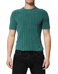 Dolce & Gabbana Dunkelgrünes Herren-T-Shirt mit Rundhalsausschnitt aus Baumwollmischung