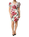 Dolce & Gabbana Weißes Etui-Minikleid mit Blumenstickerei