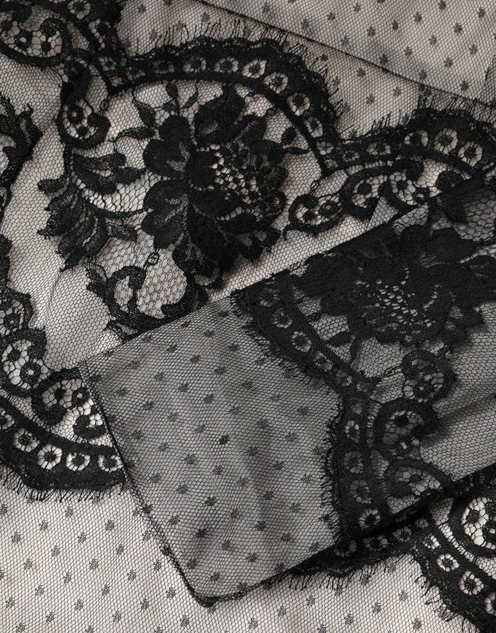 Dolce & Gabbana Black Silk-Blend Maxi Dress with Black and White Lace
