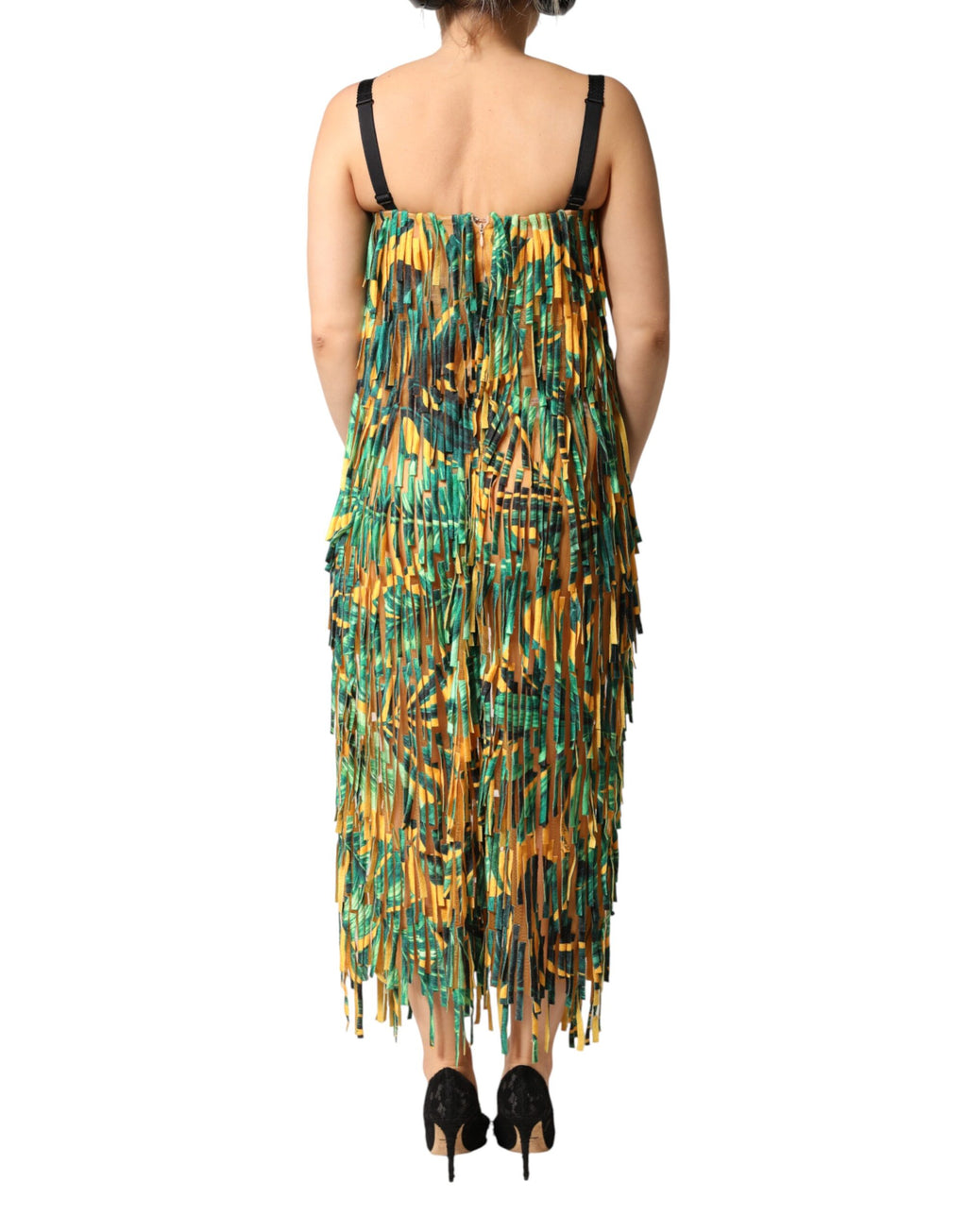 Dolce & Gabbana Tropical Print Fringed Maxi Dress in Multicolor