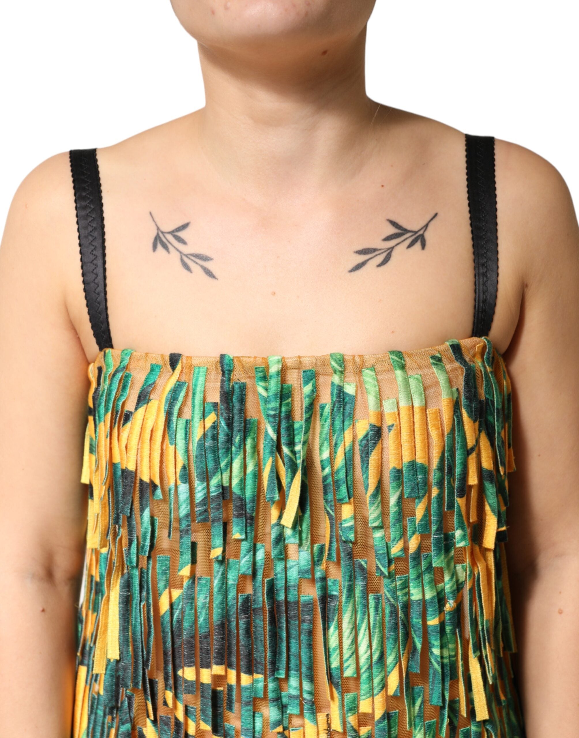 Dolce & Gabbana Tropical Print Fringed Maxi Dress in Multicolor