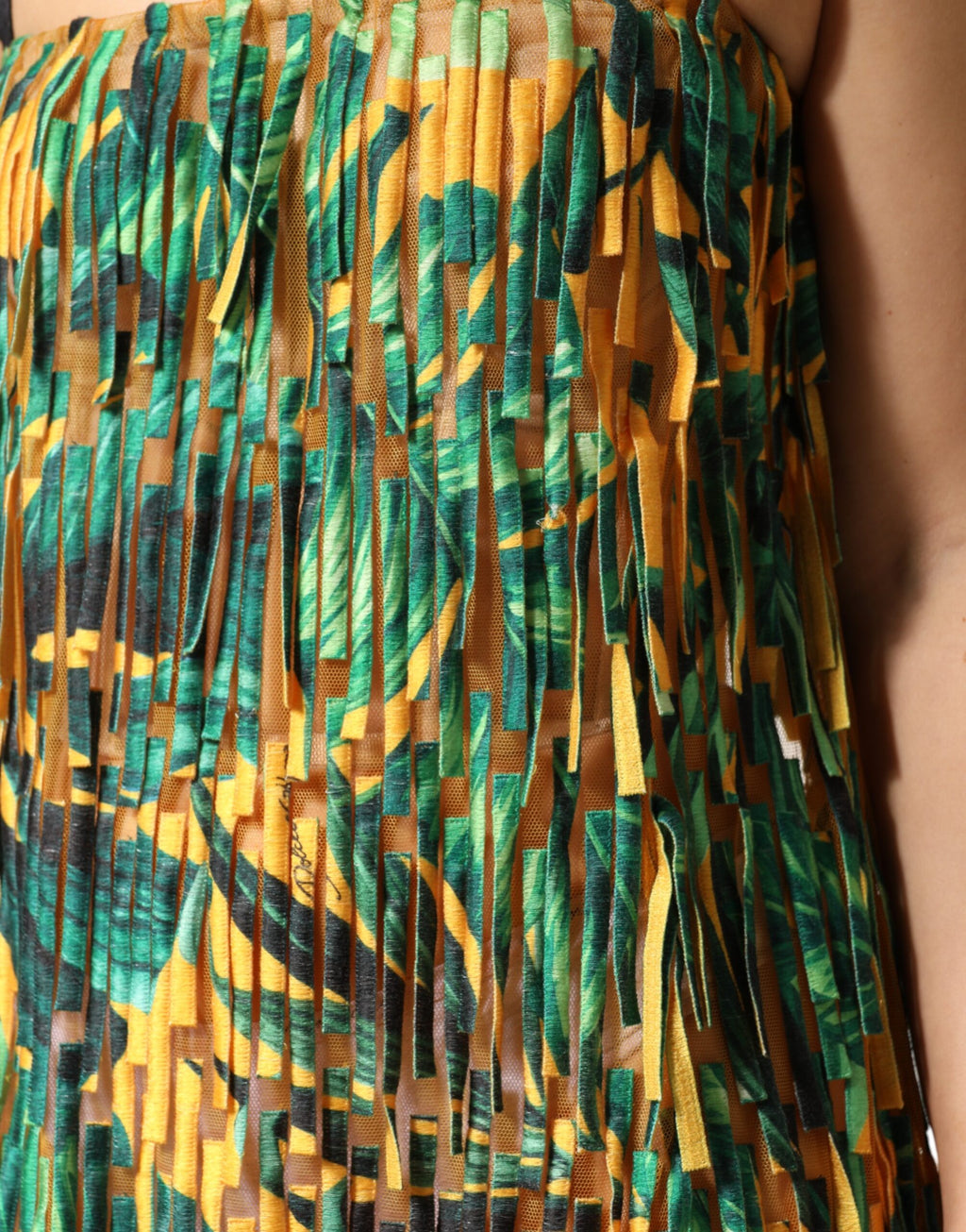 Dolce & Gabbana Tropical Print Fringed Maxi Dress in Multicolor
