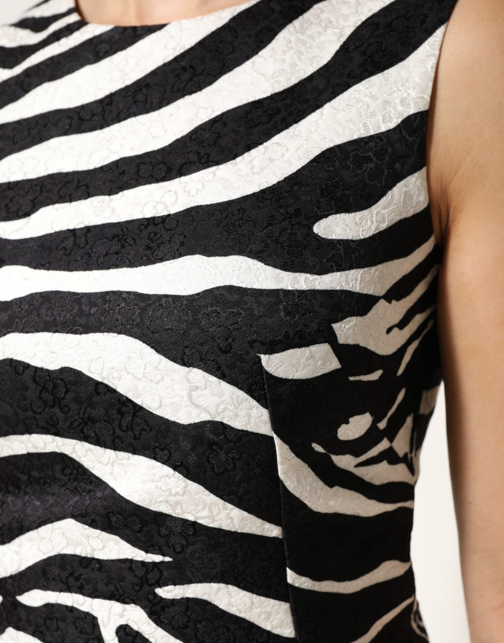 Dolce & Gabbana Sleeveless A-Line Dress in Black and White Zebra Print