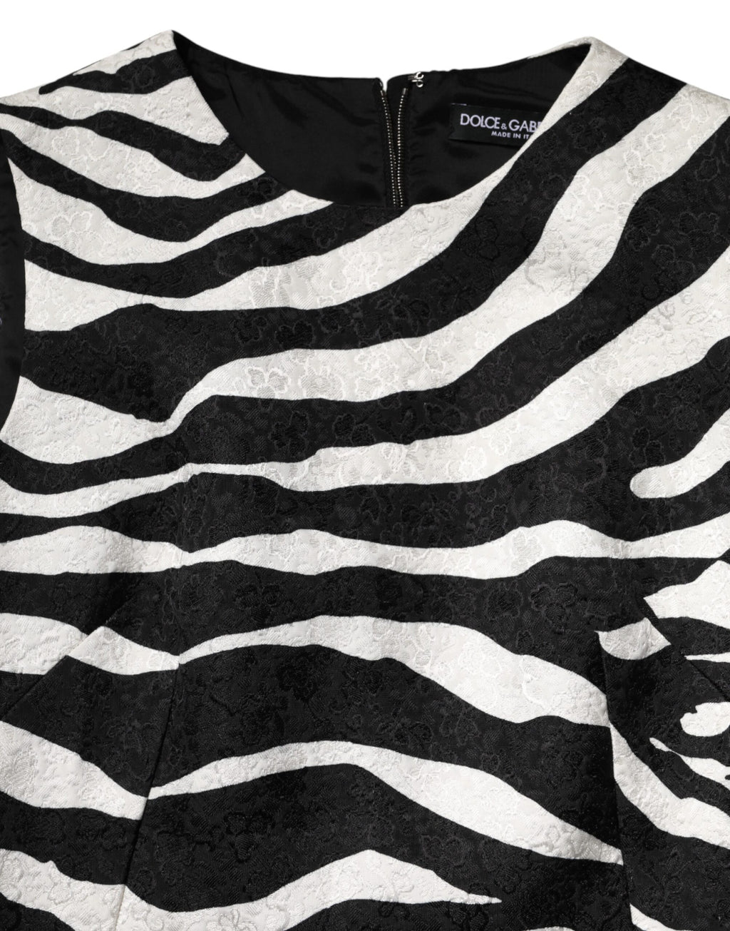 Dolce & Gabbana Sleeveless A-Line Dress in Black and White Zebra Print