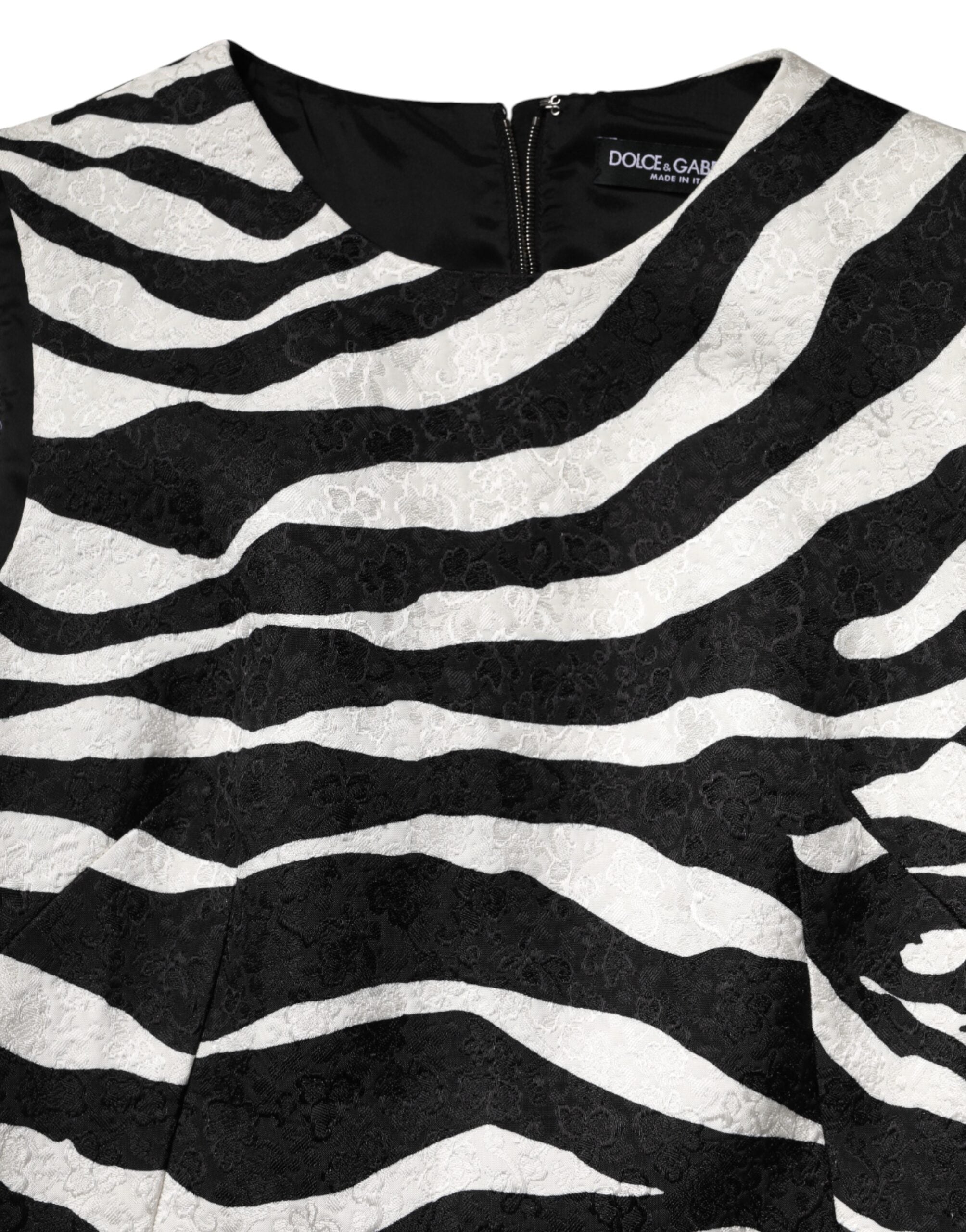 Dolce & Gabbana Sleeveless A-Line Dress in Black and White Zebra Print