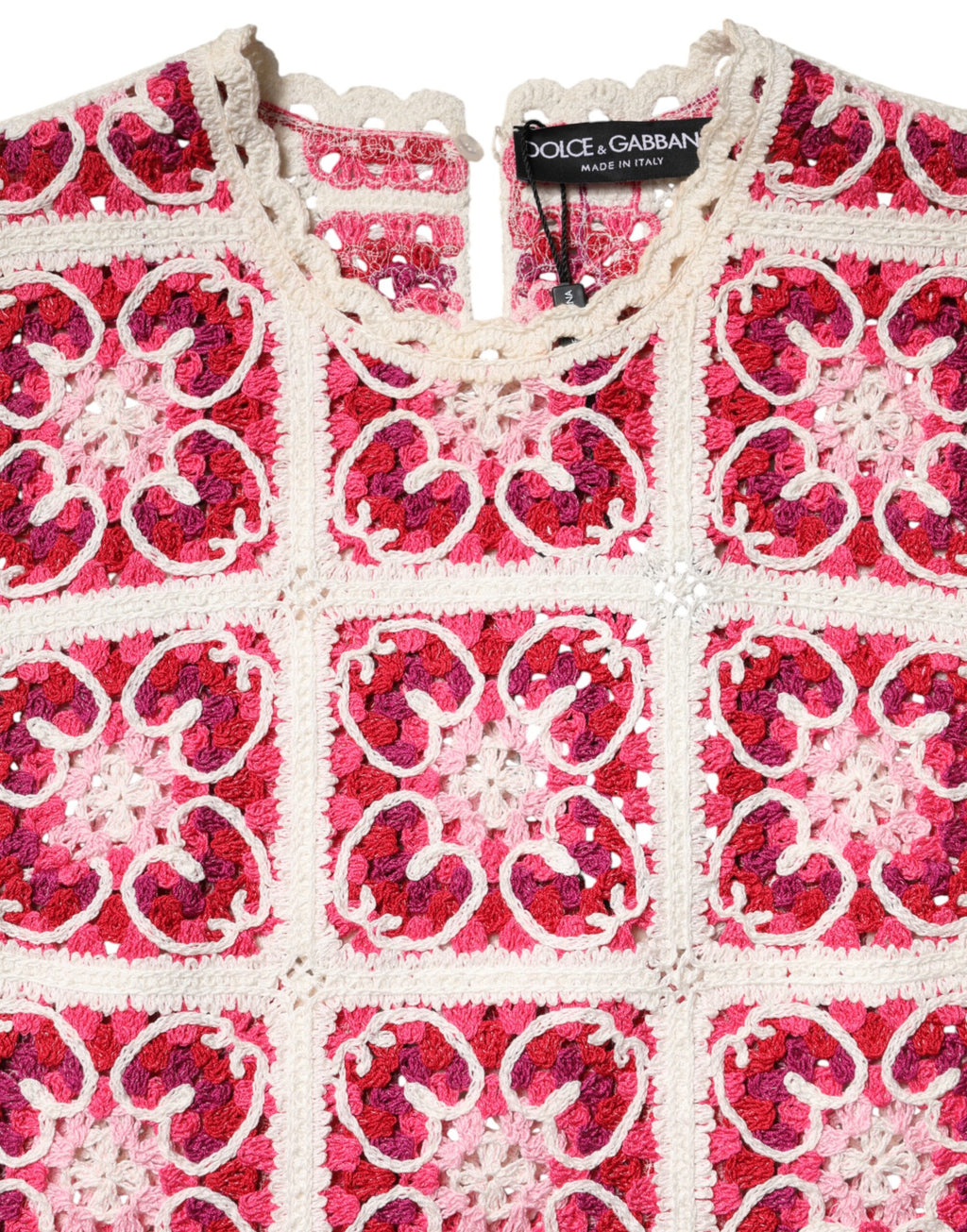 Dolce & Gabbana Mehrfarbiges Häkelkleid im Ziegelstich-Design