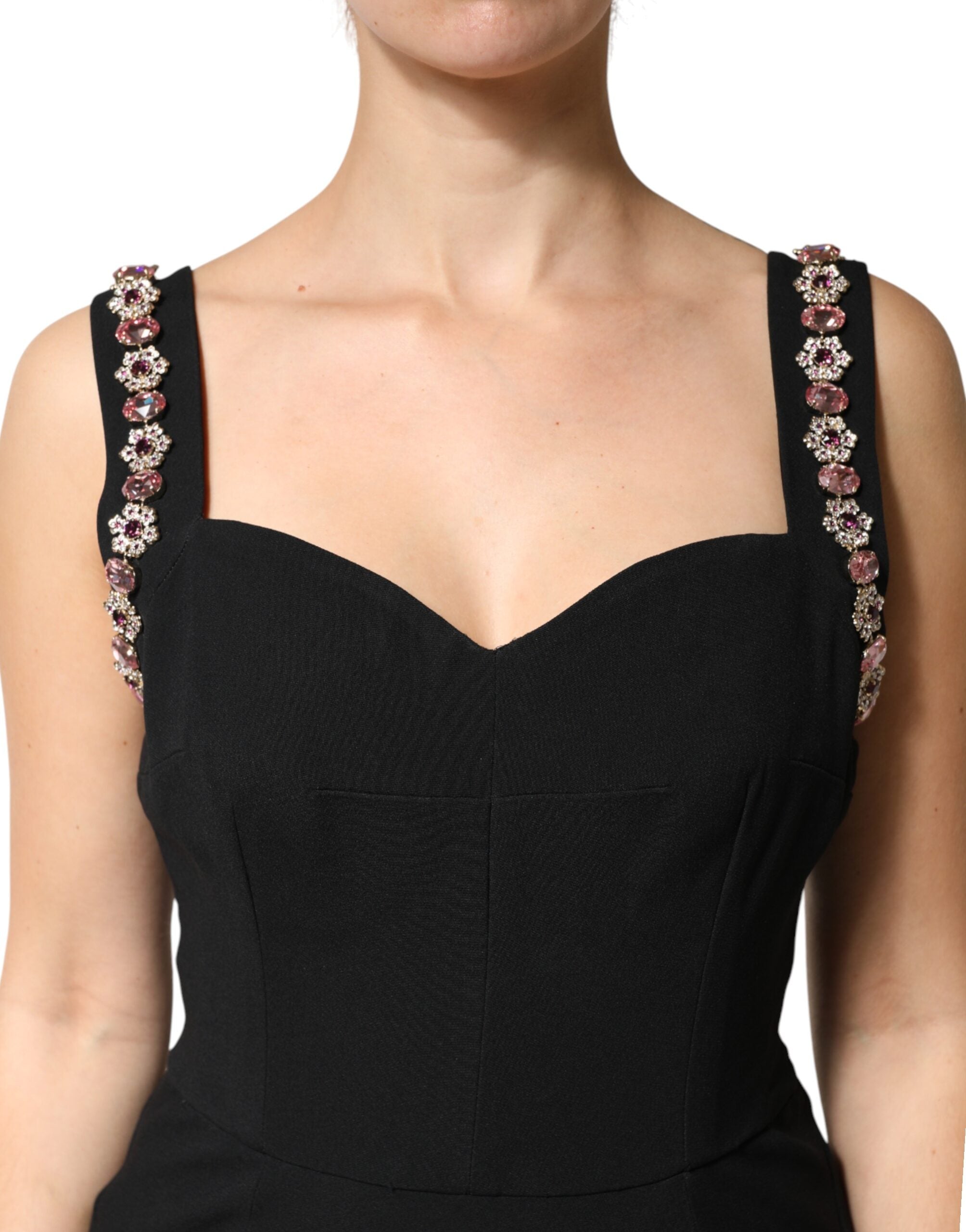 Dolce & Gabbana Embellished Black Bodycon Evening Dress