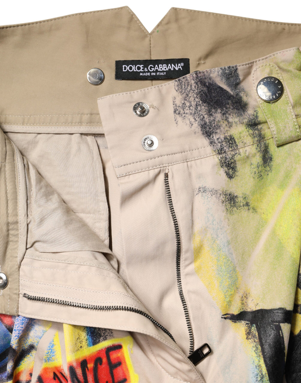 Dolce & Gabbana Multicolor Graffiti High-Waist Bermuda Shorts