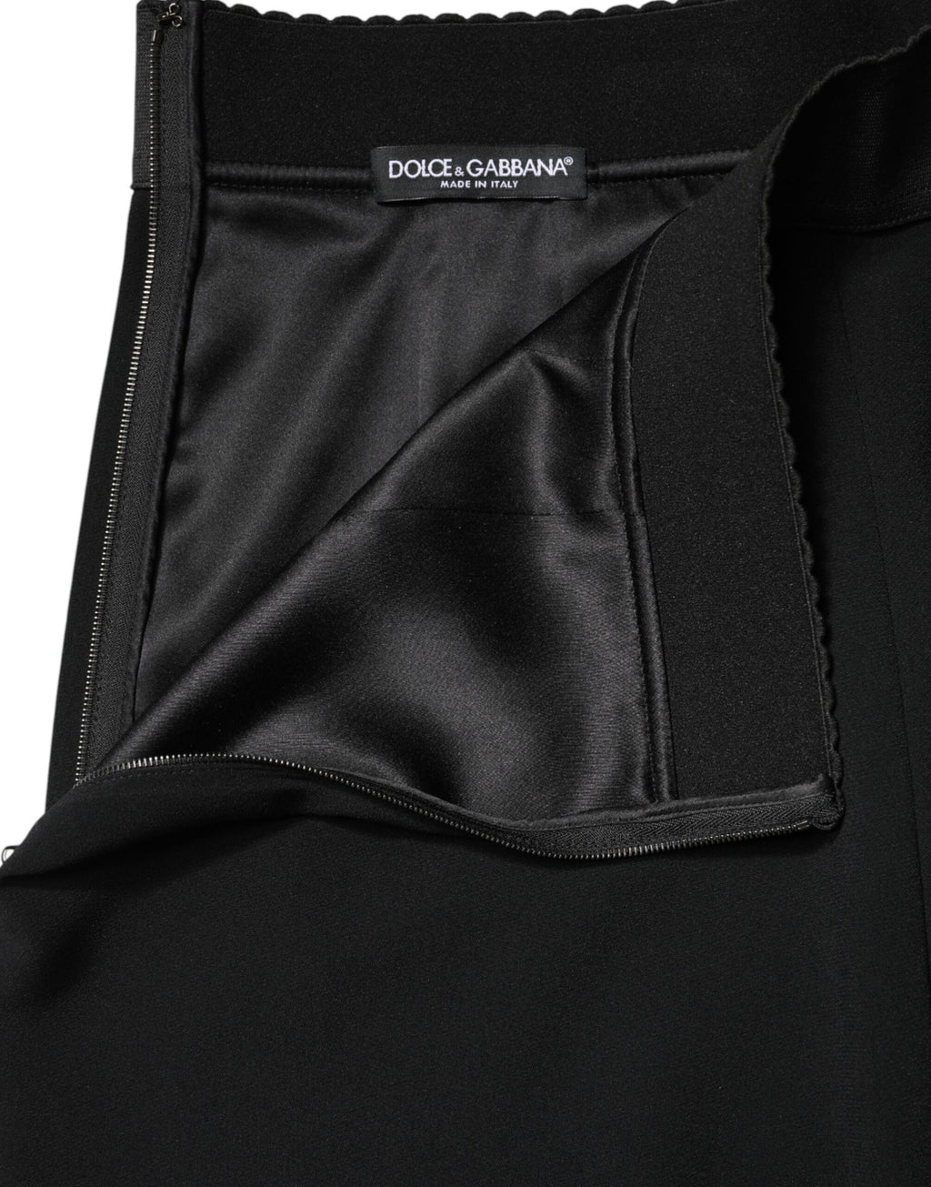 Dolce & Gabbana Schwarzer A-Linen-Rock in Mid-Waist-Länge bis zum Knie
