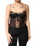 Dolce & Gabbana Schwarzes Seiden-Chemise mit floraler Spitze