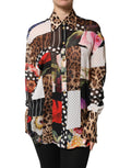 Dolce & Gabbana Multicolor Patchwork Collared Silk Blouse