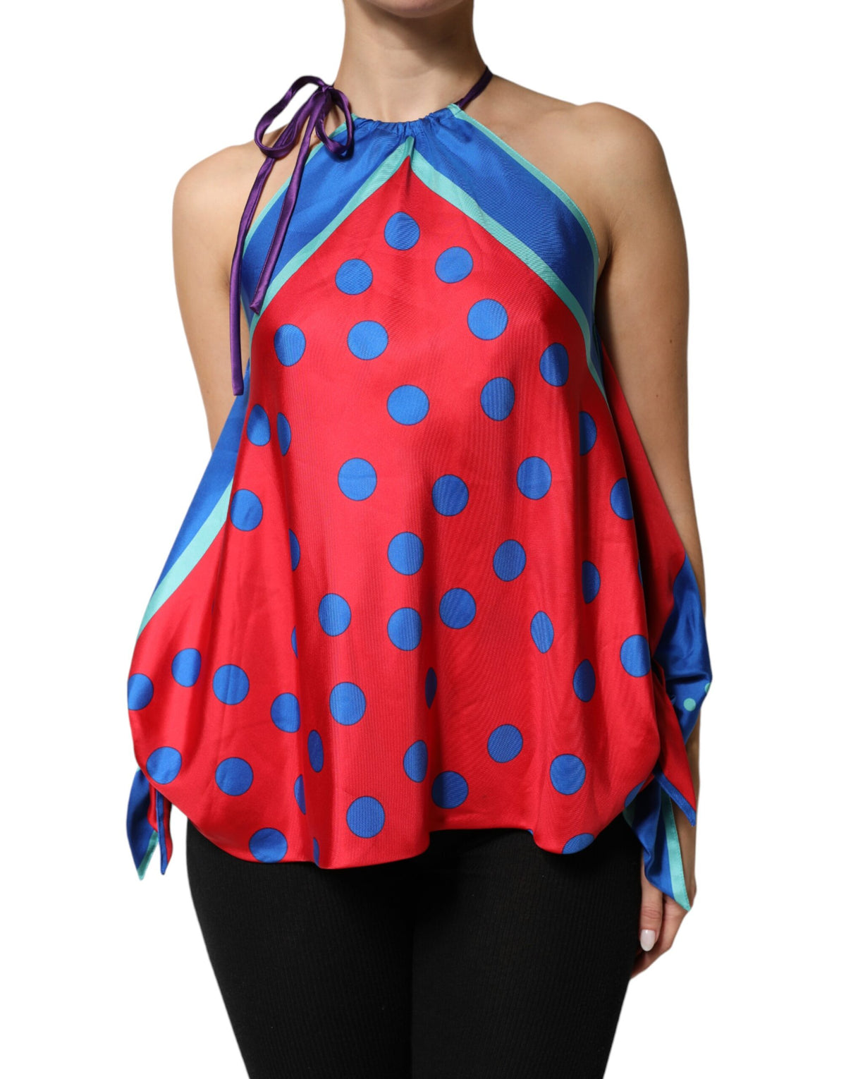 Dolce & Gabbana Mehrfarbige Polka-Dot-Krawatten-Halter-Bluse