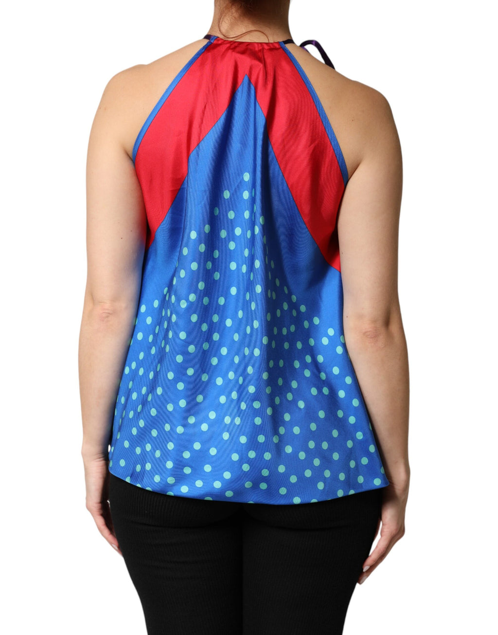 Dolce & Gabbana Multicolor Polka-Dot Tie-Neck Blouse