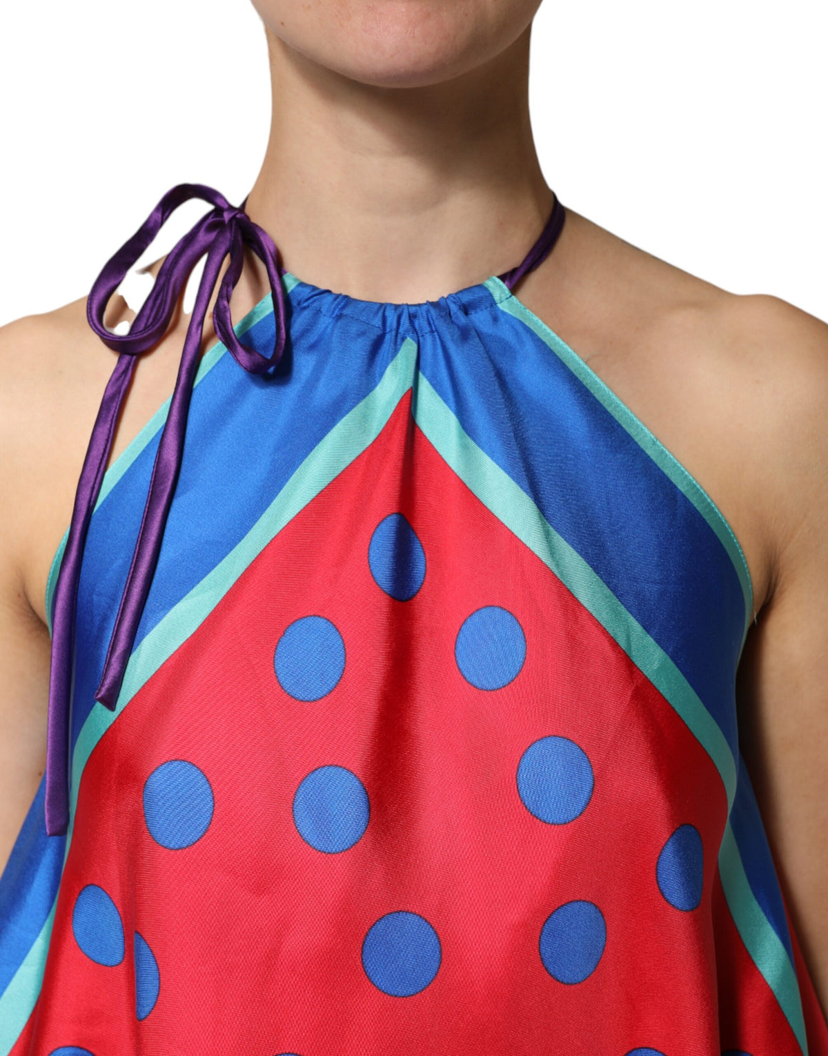 Dolce & Gabbana Mehrfarbige Polka-Dot-Krawatten-Halter-Bluse