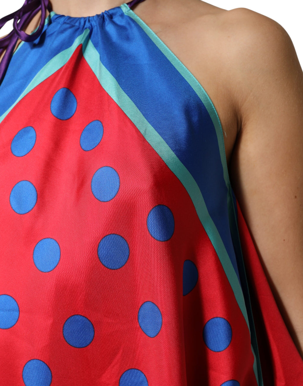 Dolce & Gabbana Multicolor Polka-Dot Tie-Neck Blouse