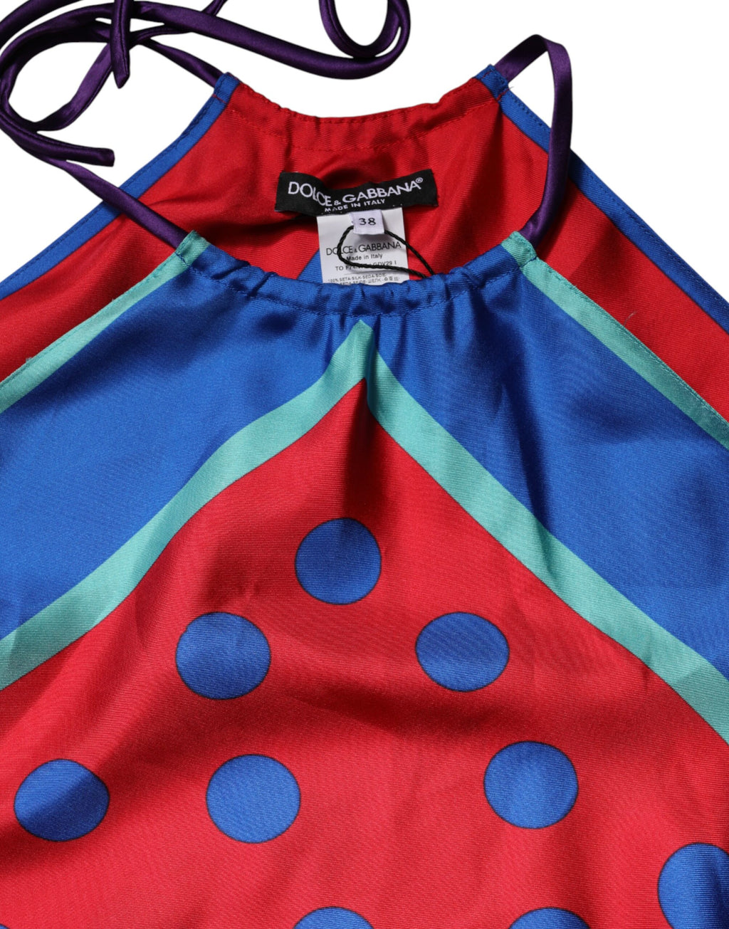 Dolce & Gabbana Multicolor Polka-Dot Tie-Neck Blouse