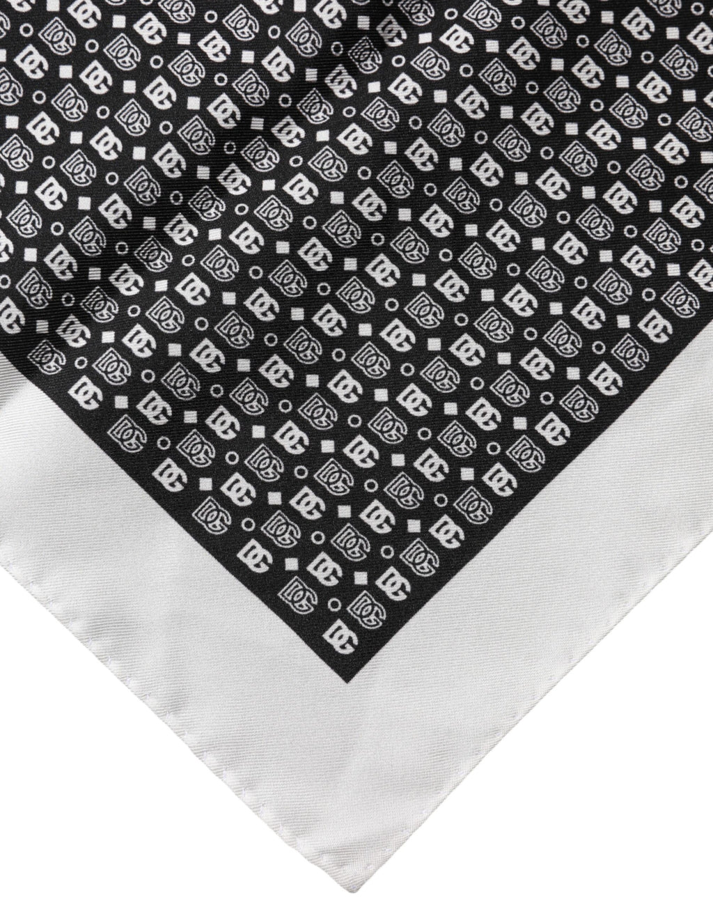 Dolce & Gabbana White and Black Patterned Square Foulard Silk Scarf