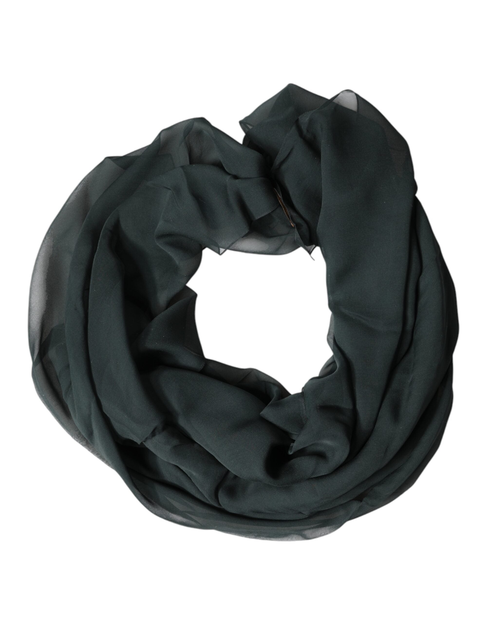 Dolce & Gabbana Dunkelgrüner Seiden-Halstuch-Foulard Schal
