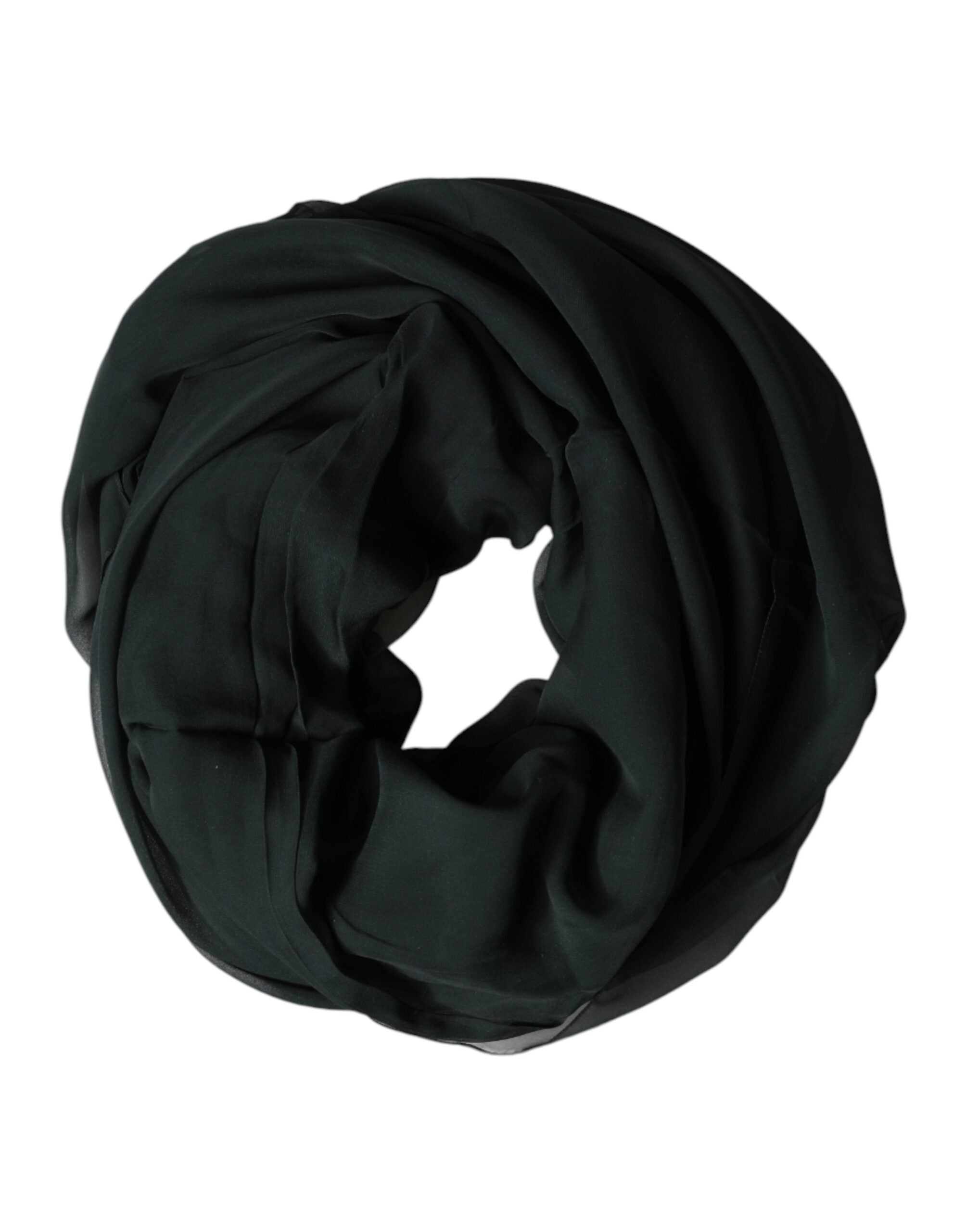 Dolce & Gabbana Dark Green Silk Scarf Shawl Neck-Scarf