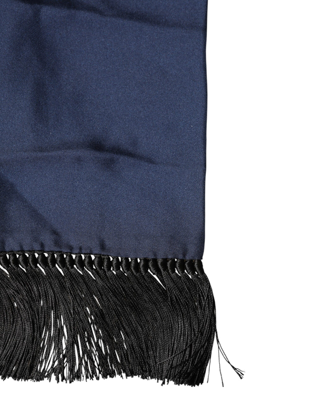 Dolce & Gabbana Navy Silk Foulard with Fringes