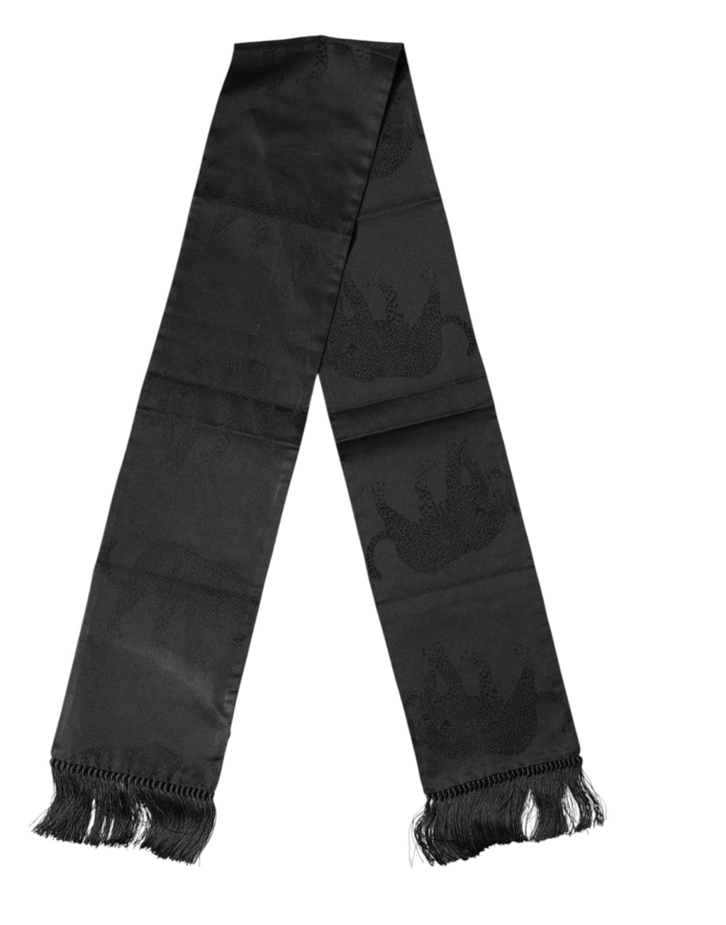 Dolce & Gabbana Schwarzer Seiden-Foulard mit Fransen