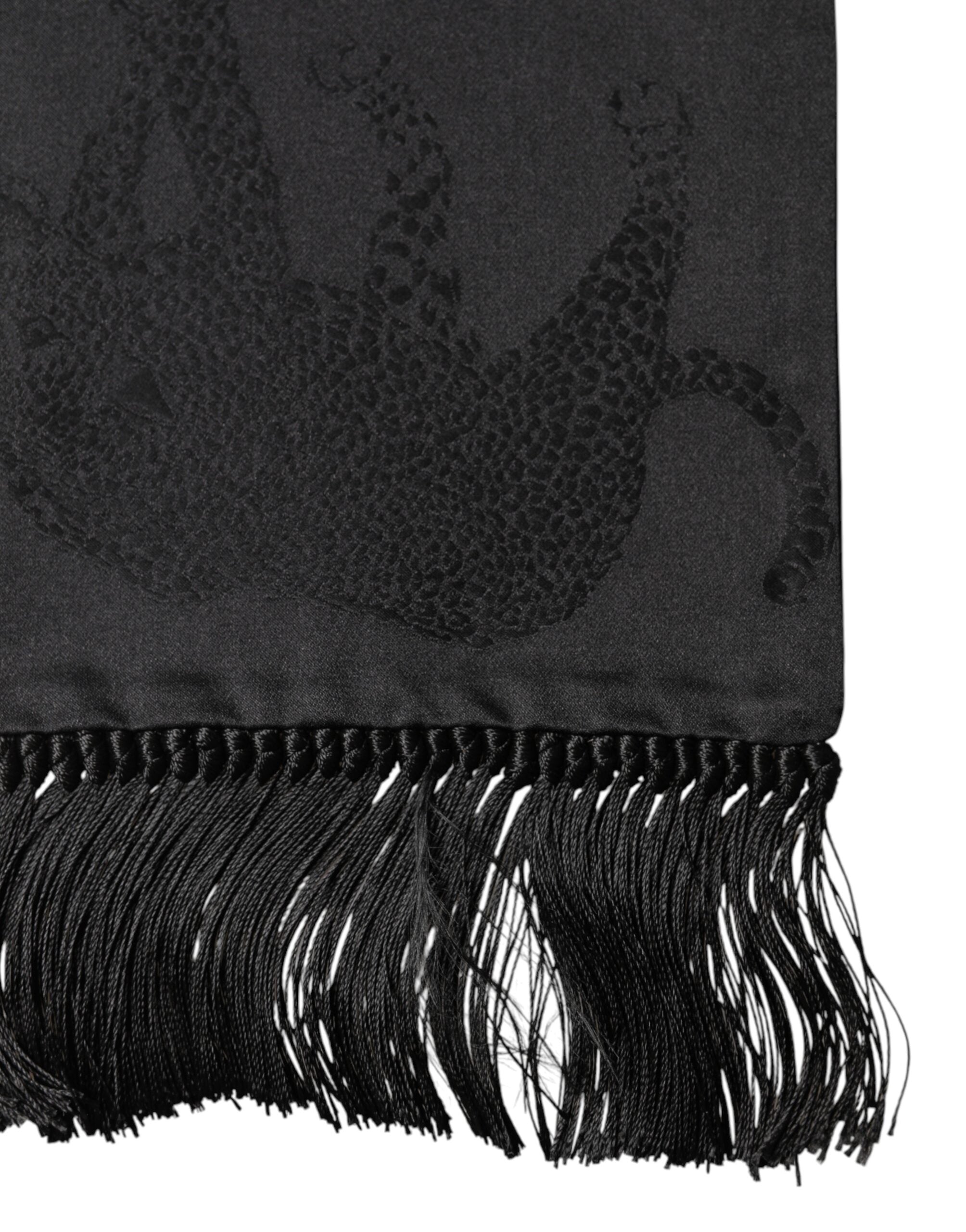 Dolce & Gabbana Schwarzer Seiden-Foulard mit Fransen