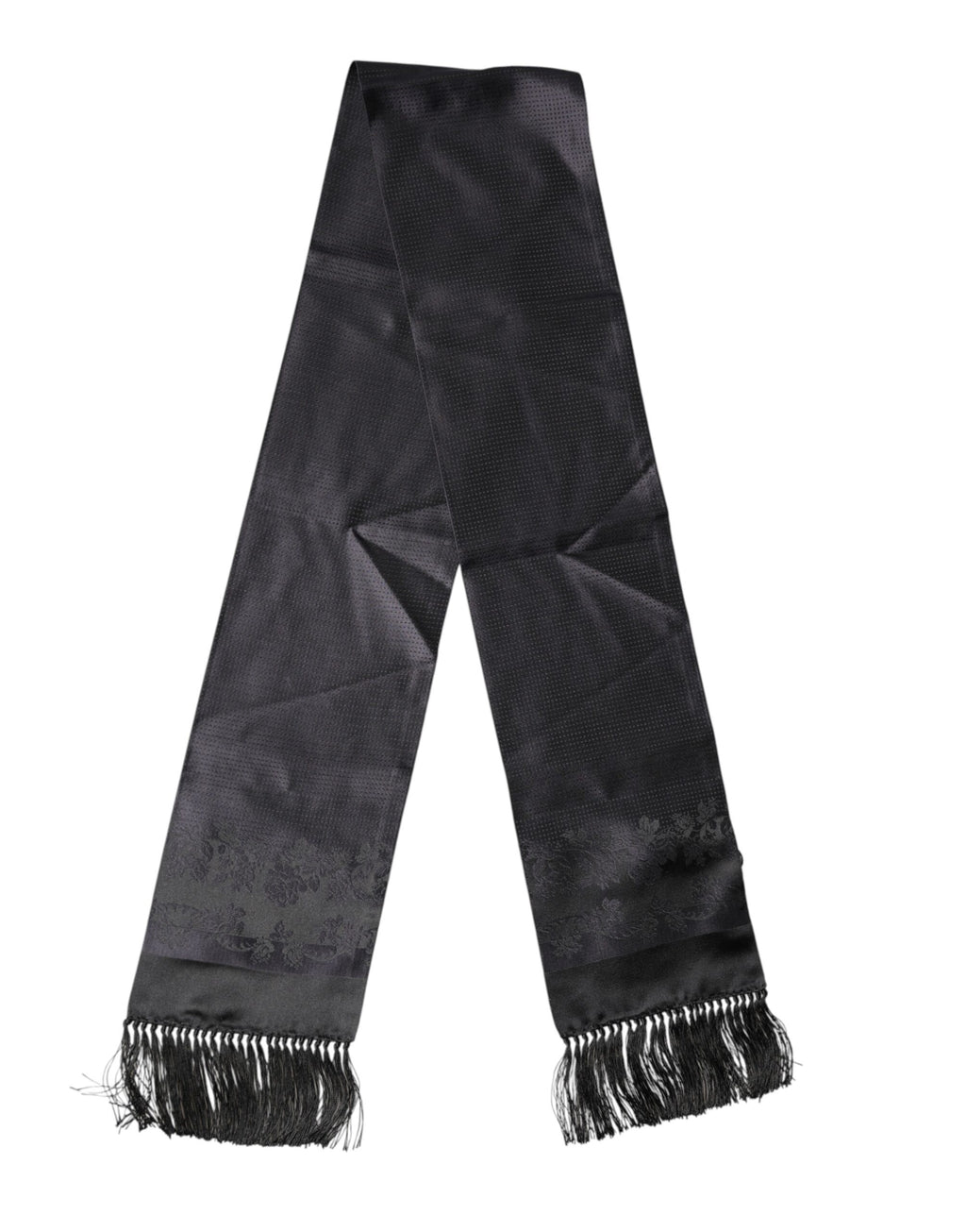 Dolce & Gabbana Schwarzer Seiden-Foulard mit Fransen