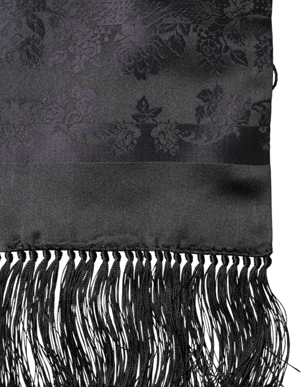 Dolce & Gabbana Schwarzer Seiden-Foulard mit Fransen