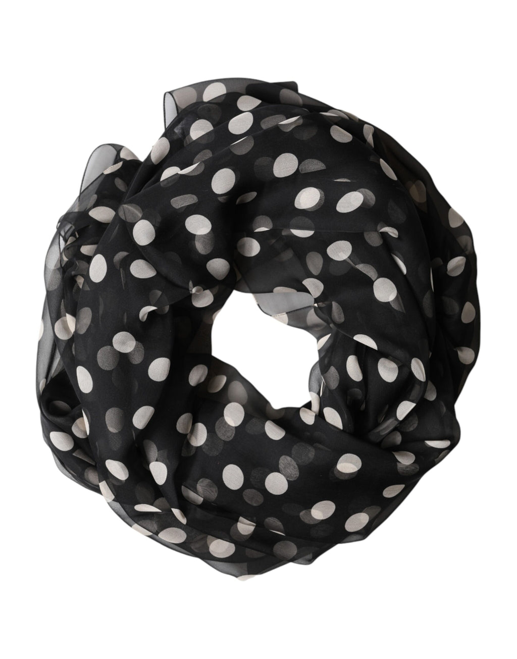 Dolce & Gabbana Black Silk Polka Dot Scarf 205cm x 137cm